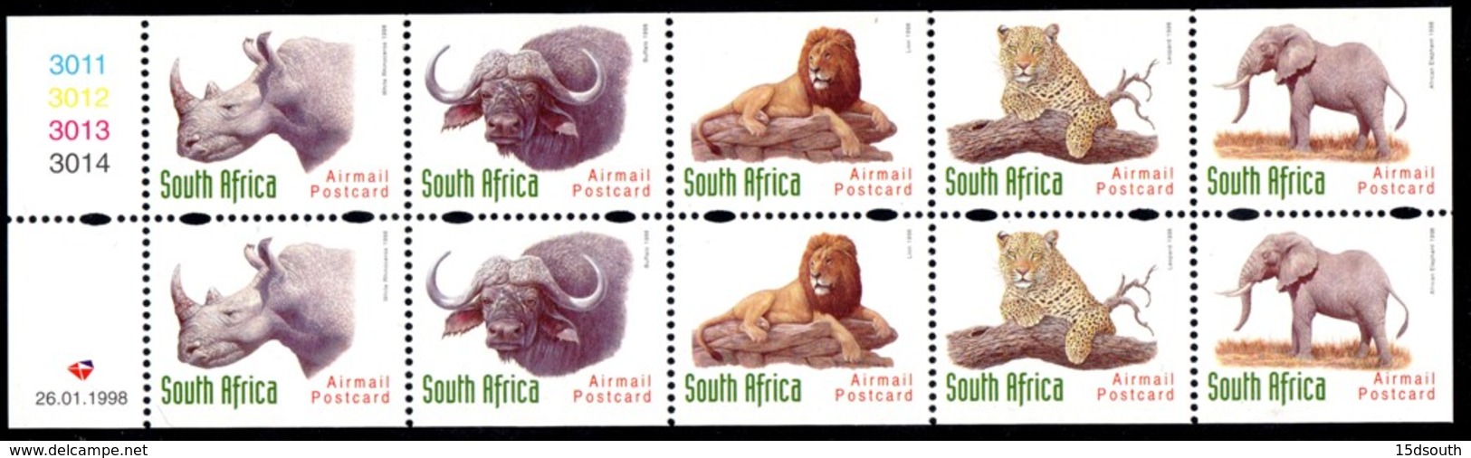 South Africa - 1998 Big Five Booklet Pane 1998.01.26 (**) # SG 1040a - Ongebruikt