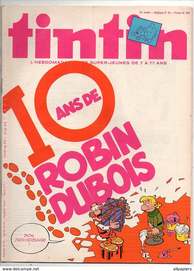 Tintin N°208 Le Roman D'Elvis - Conan Doyle Alias Sherlock Holmes - Poster De Robin Dubois - Bruce J. Hawker De 1979 - La Semaine De Suzette