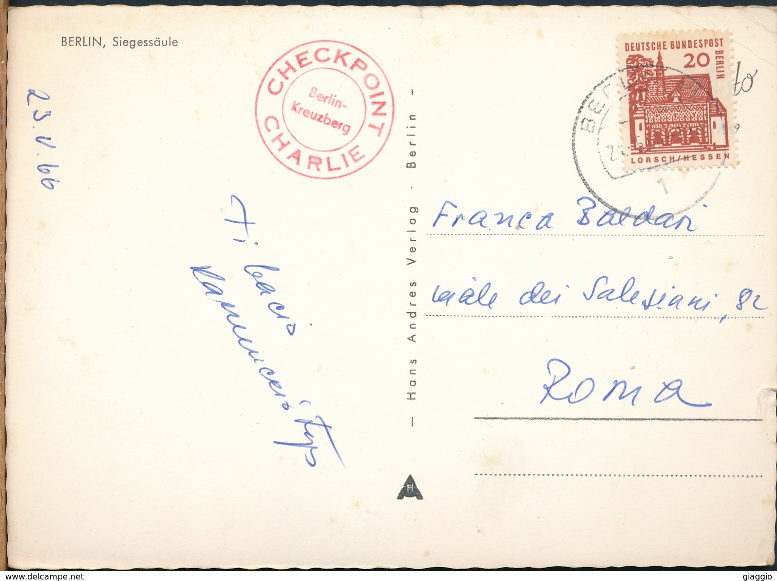 °°° 17399 - GERMANY - BERLIN - SIEGESSAULE - 1966 With Stamps - CHECPOINT CHARLIE °°° - Kreuzberg