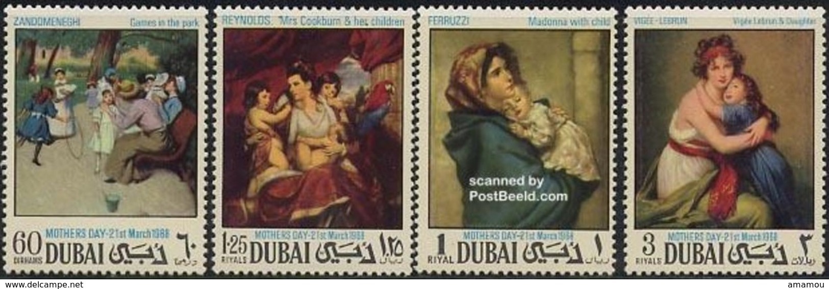 1968-Dubai-Mothers Day, Paintings- Complete Set MNH** - Dubai