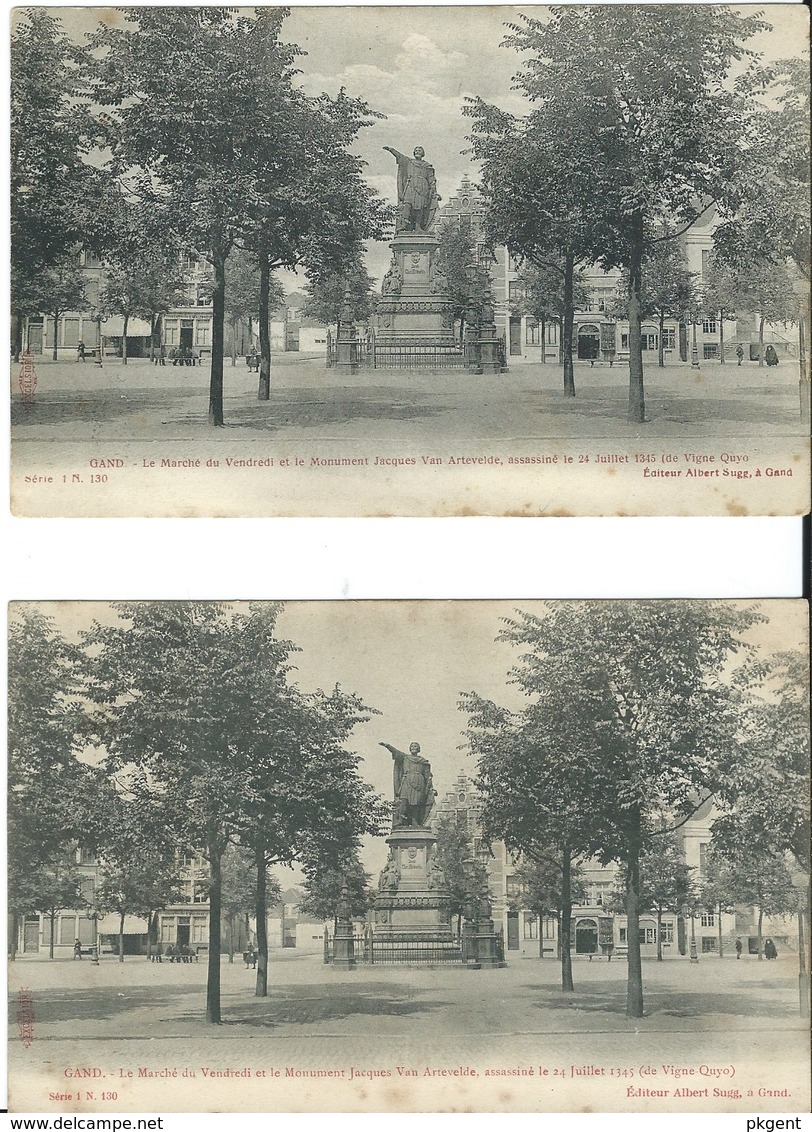 Gent Gand Sugg Serie1 Nr 130 Monument Jacques Van Artevelde  5 Kaarten 5 Drukverschillen 9 Scans - Gent