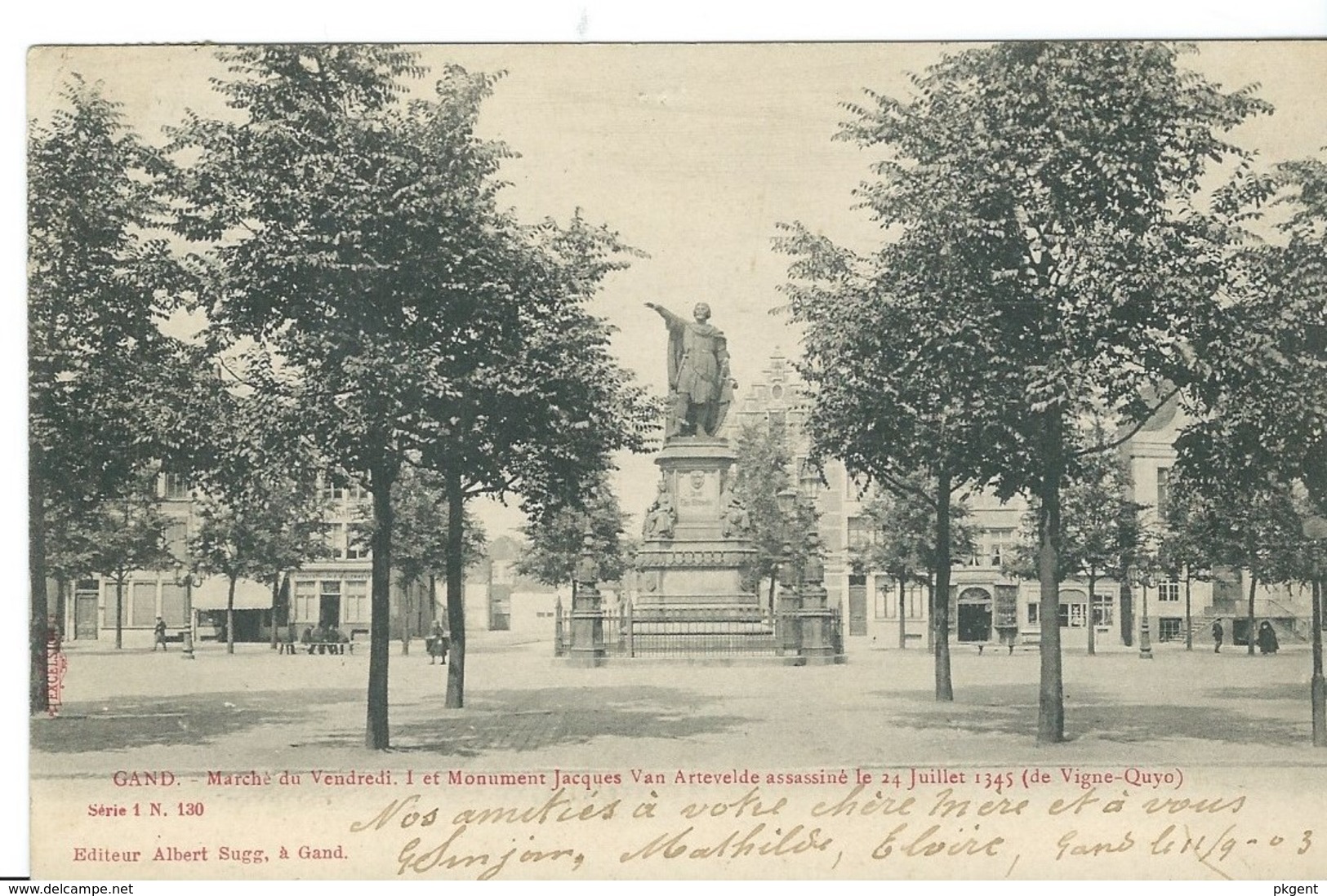 Gent Gand Sugg Serie1 Nr 130 Monument Jacques Van Artevelde  5 Kaarten 5 Drukverschillen 9 Scans - Gent