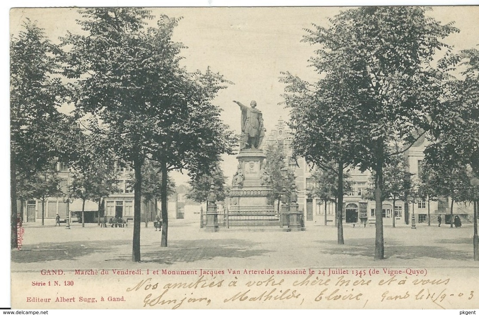 Gent Gand Sugg serie1 nr 130 Monument Jacques van Artevelde  5 kaarten 5 drukverschillen 9 scans