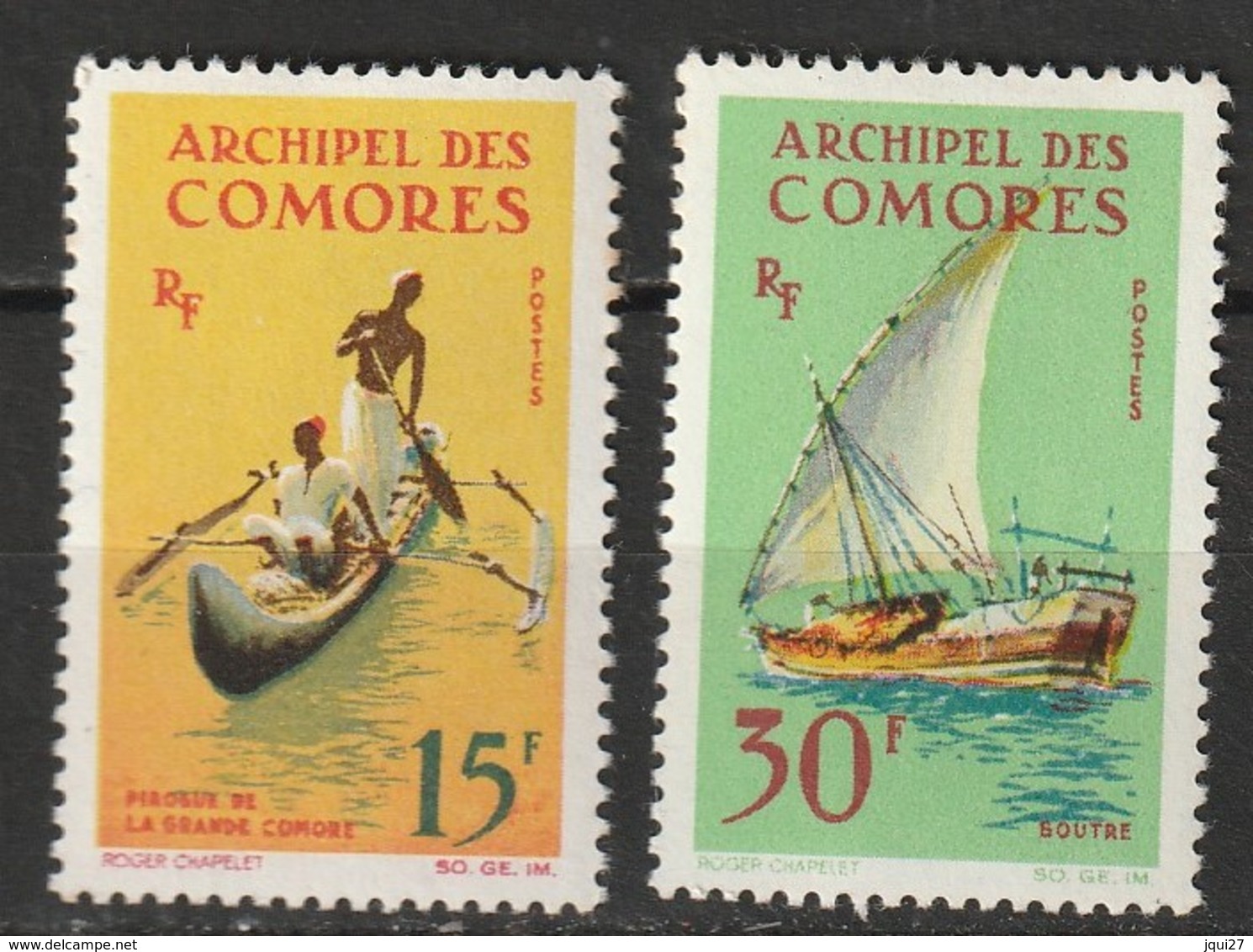Comores N° 33, 34 * Bateaux - Unused Stamps