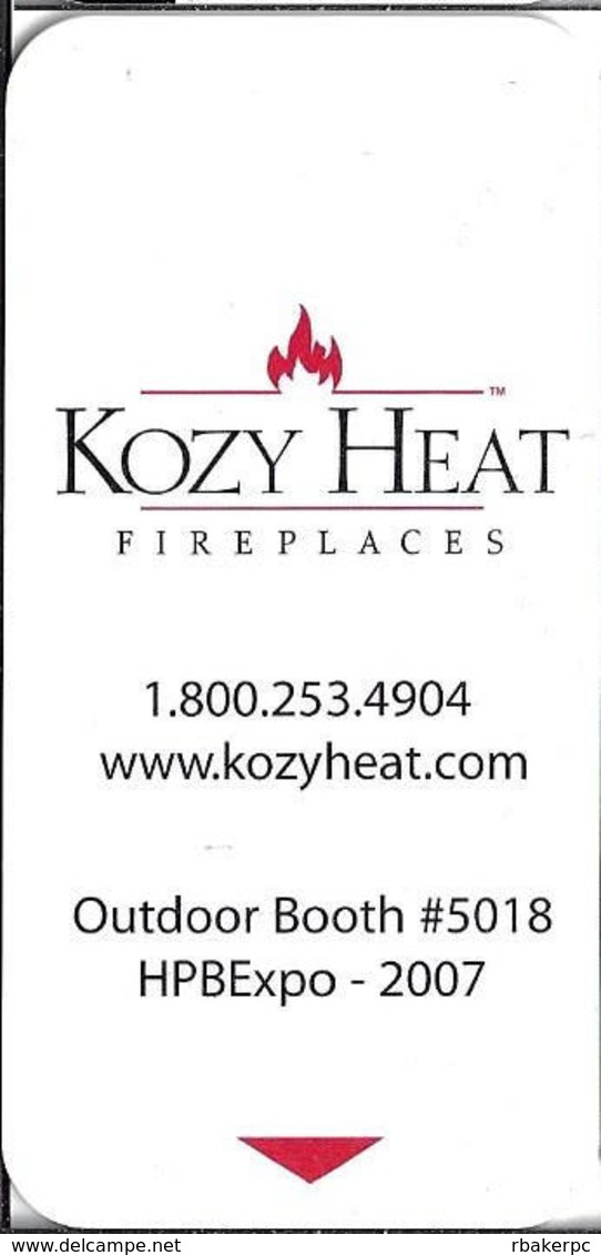 Kozy Heat Fireplaces - Convention Advertising Hotel Room Key Card - Hotelkarten