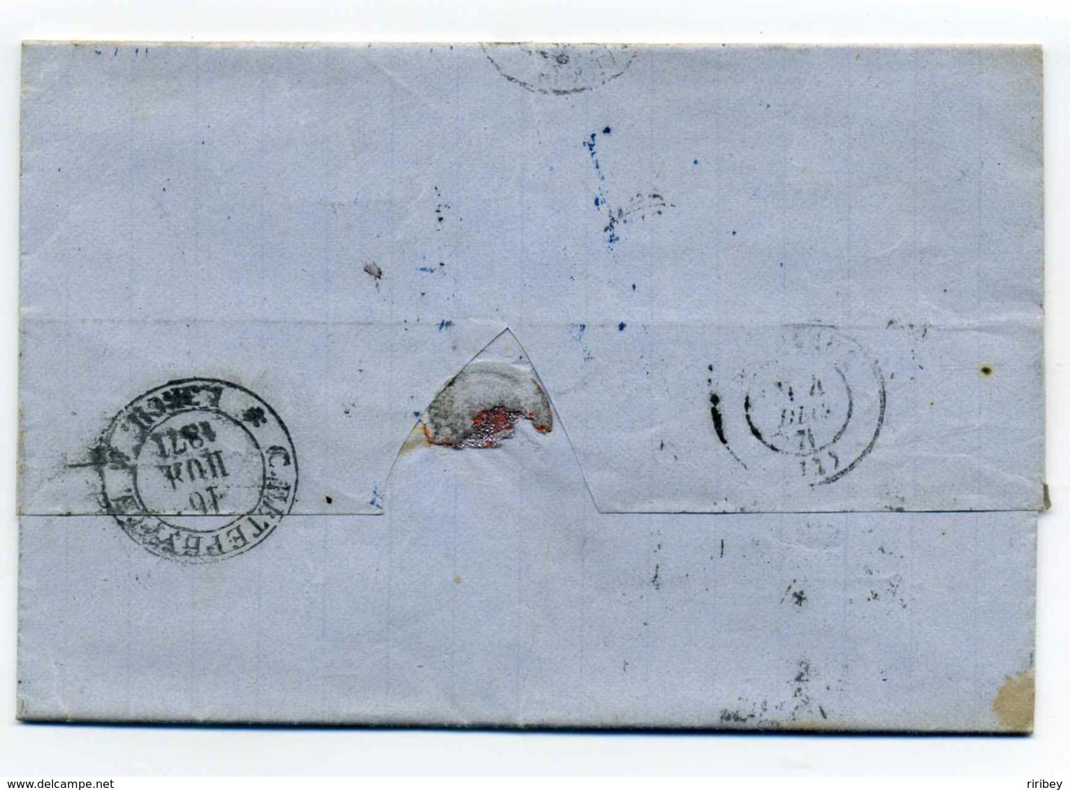 Lettre De Saint Petersbourg + Marque D'entrée En France PRUSSE Par Erquelines + Taxe P38 / 1871 - Entry Postmarks