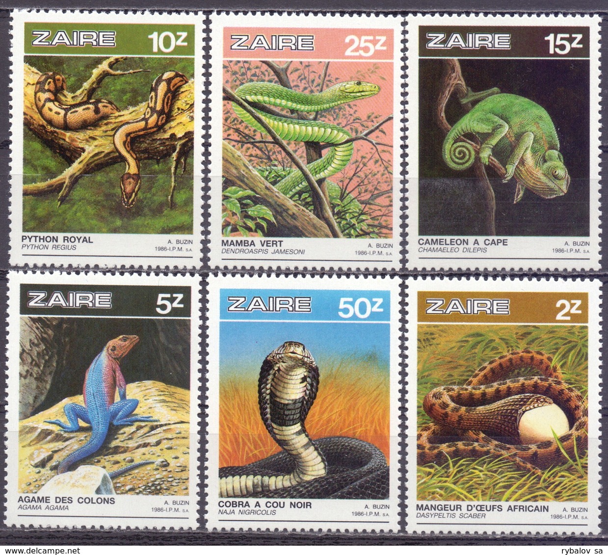 Kinshasa. 1987. 939-44. Snakes Fauna. MNH. - Sonstige - Afrika