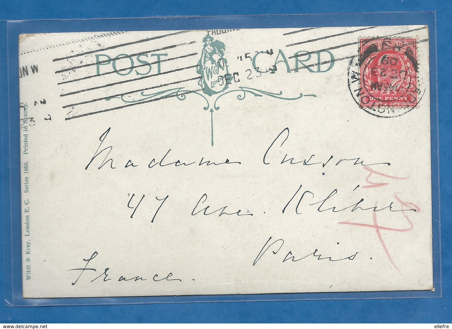 CPA Best Wishes Festin Des Rois De L' Épiphanie Blason Houx Tête De Cochon Couronne Avec Drapeaux London 1909 - Nouvel An