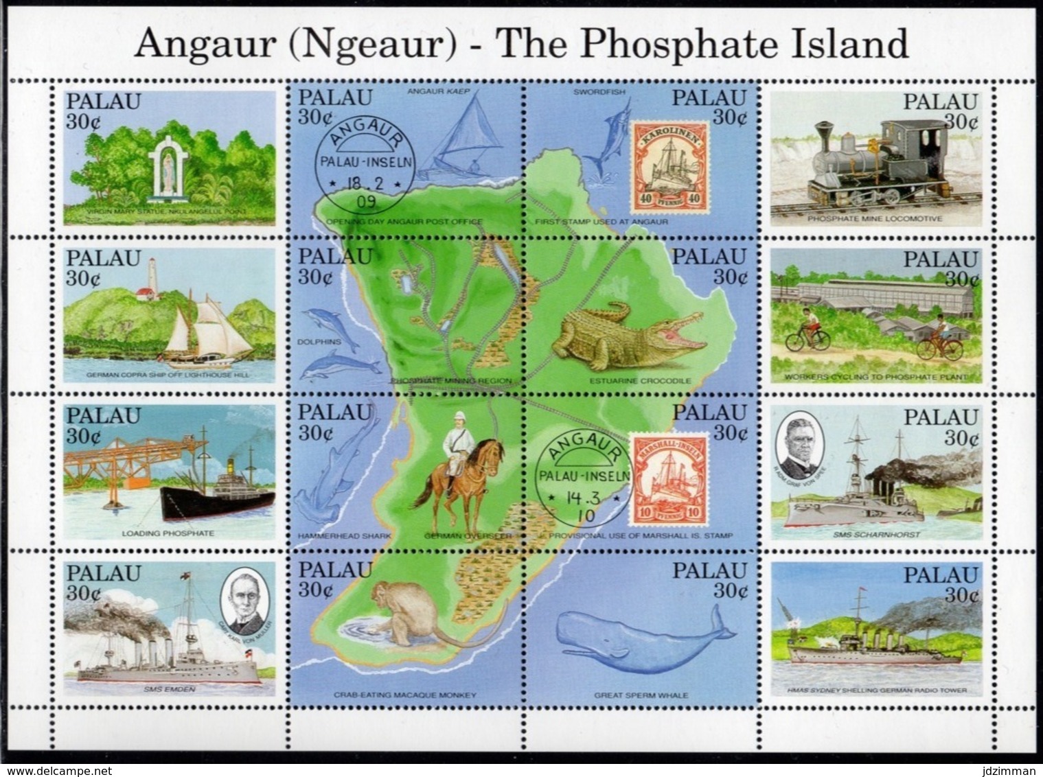 Palau, Scott 2019 No. 263, Issued 1991, Sheet Of 16, MNH, Cat. $ 10.00, Ships - Palau