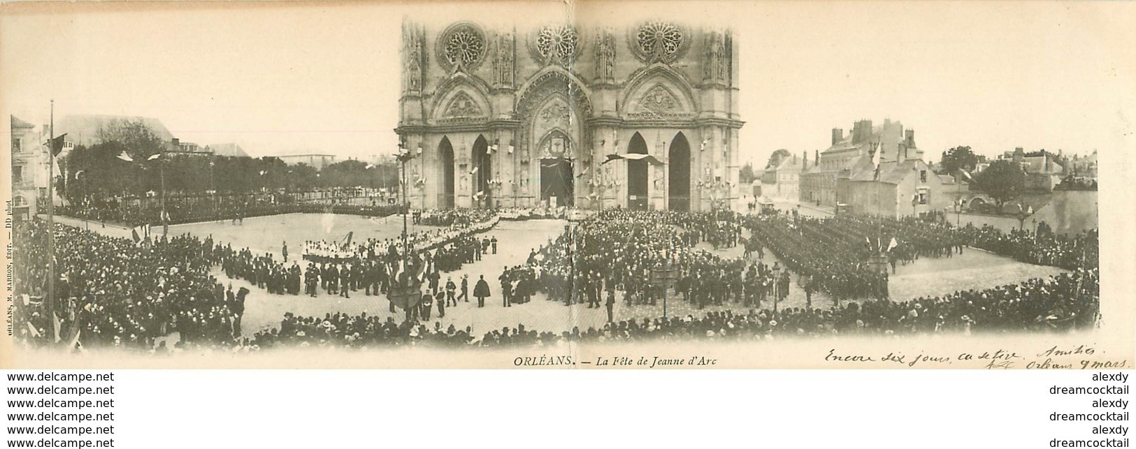 WW Promo 2 Cpa 45 ORLEANS. Rue Royale Et Fête Jeanne D'Arc En Carte Double Panoramique 1902 - Orleans