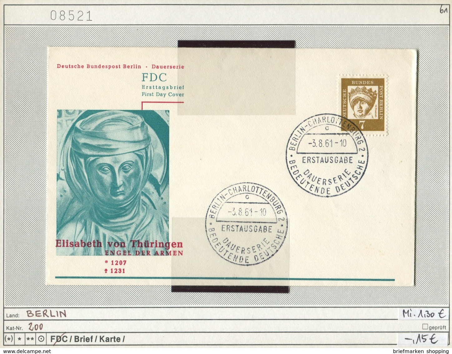 Berlin - Germany - Michel 200 Auf FDC -  Oo Oblit. Used Gebruikt - Otros & Sin Clasificación