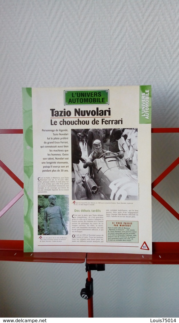 Fiche Univers Automobile - Tazio Nuvolari - Other & Unclassified