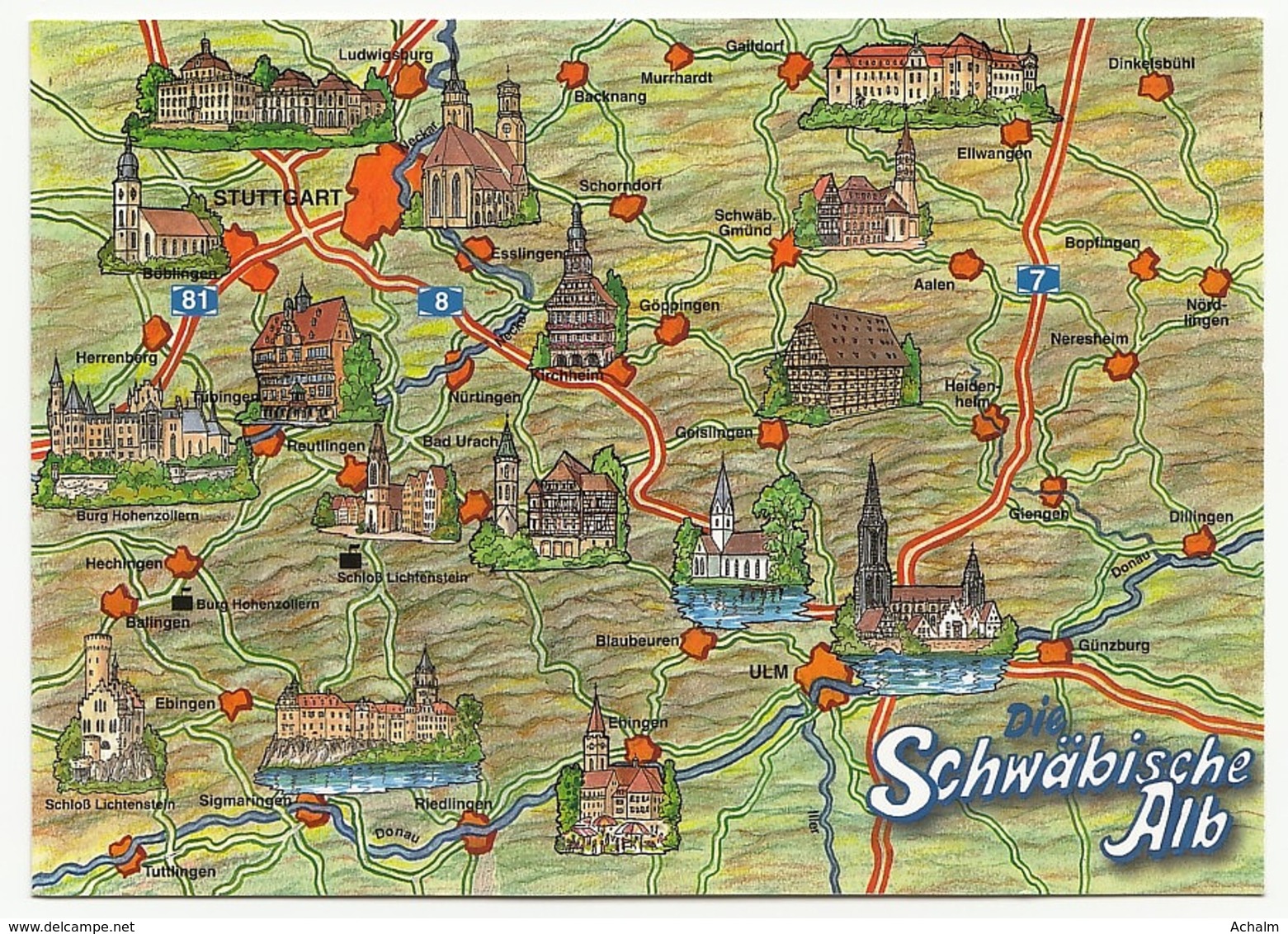 Germany - Die Schwäbischen Alb - Wanderkarte Mit Sehenswürdigkeiten (Landkarte) - Landkarten