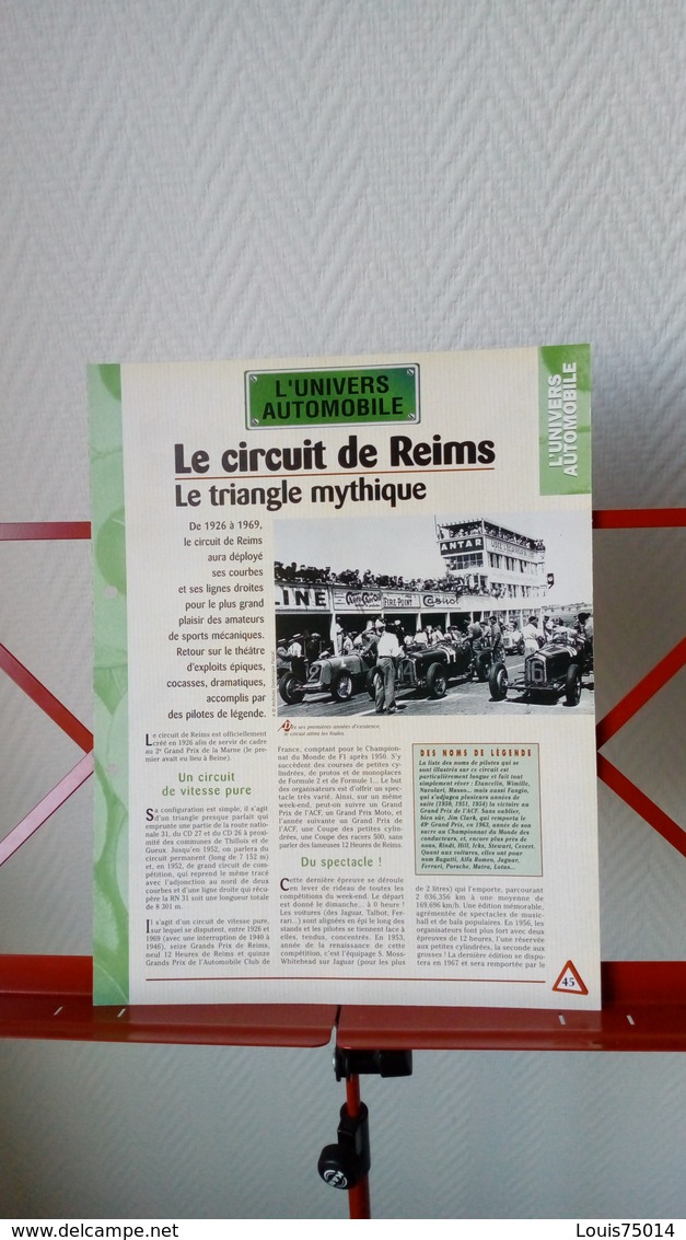 Fiche Univers Automobile - Le Circuit De Reims - Sonstige & Ohne Zuordnung