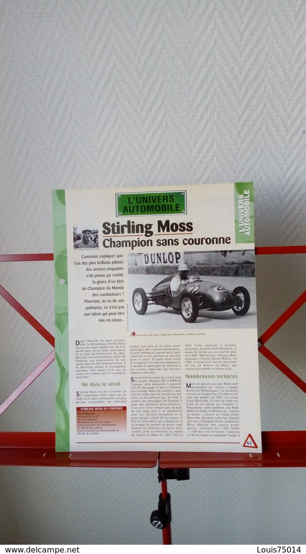 Fiche Univers Automobile - Stirling Moss - Otros & Sin Clasificación