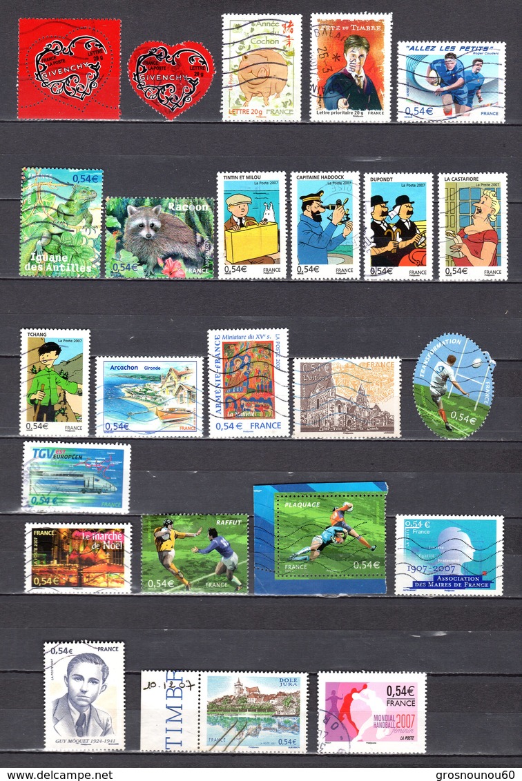 FRANCE LOT DE 24 TIMBRES OBLITERES DE 2007 - Used Stamps