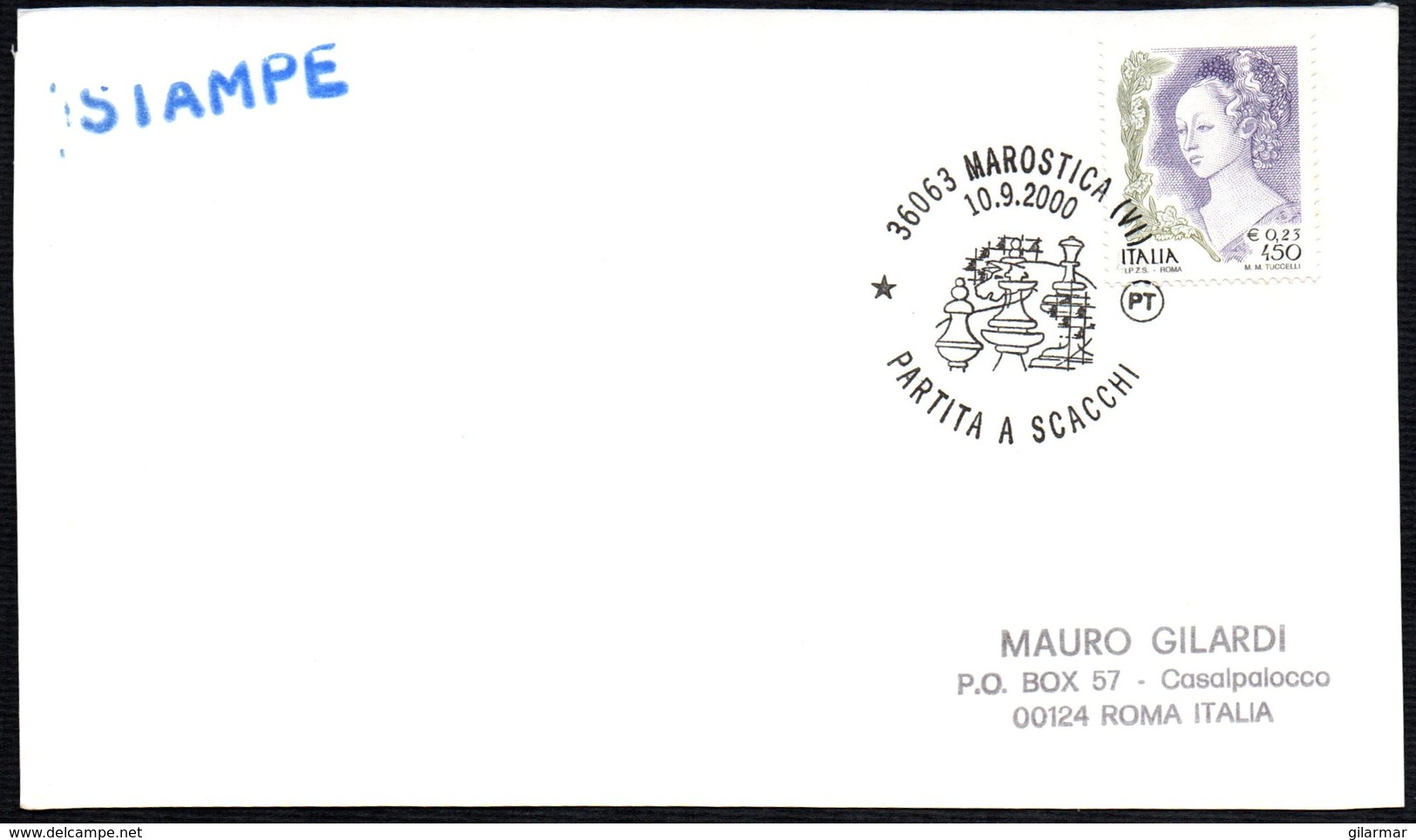 CHESS - ITALIA MAROSTICA (VI) 2000 - PARTITA A SCACCHI - CARD - Scacchi