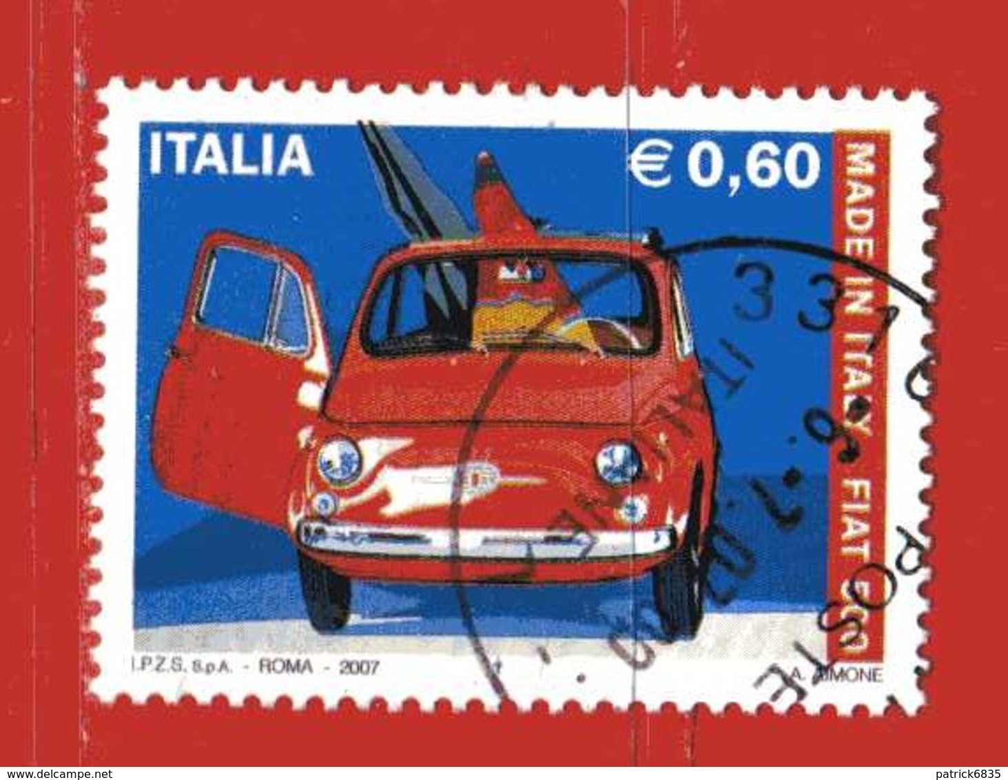 Italia ° - Anno 2007 - FIAT 500,  Unif. 3029. Con Gomma Lusso. - 2001-10: Usati