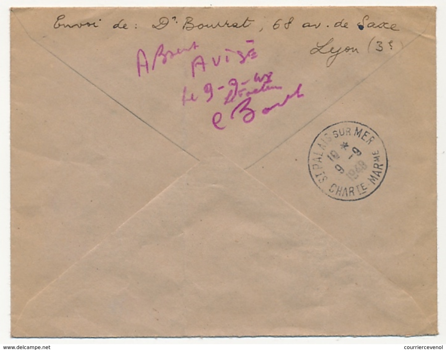 FRANCE - Enveloppe Affr 18F Chateaubriand + 1F Cérès X2 - Recommandé Lyon-Préfecture 1948 - Lettres & Documents