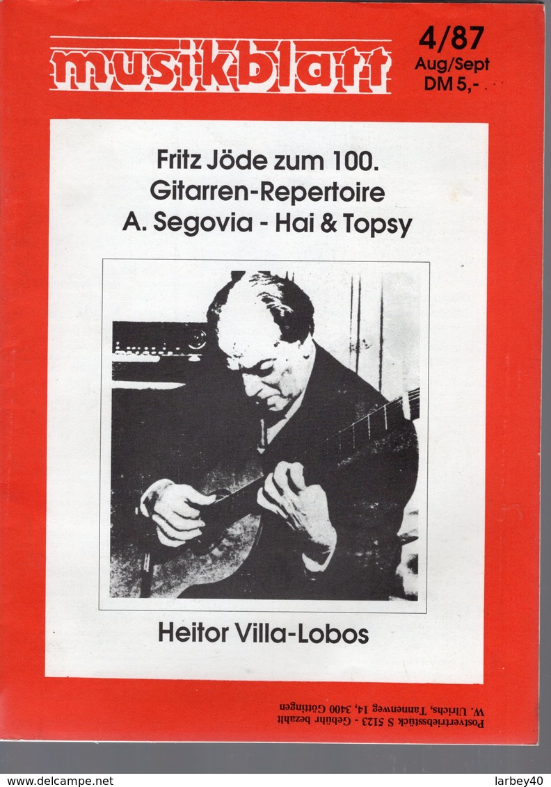 Revue De Musique -  Musikblatt N° 4 - 1987 Heitor Villa-lobos - Musique