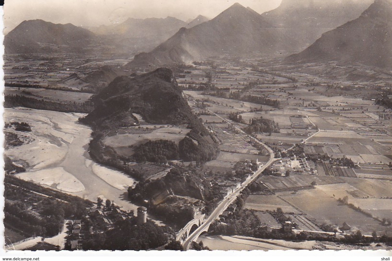 CPSM PONT DE CLAIX VUE AERIENNE SUR LES DEUX PONTS ET ROUTE DE VIF - Autres & Non Classés