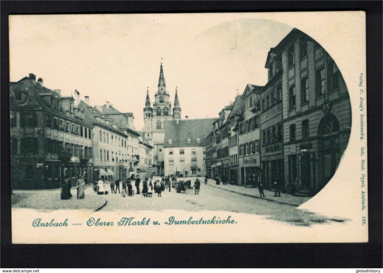 DF1128 - ANSBACH - OBERER MARKT U. GUMBERTUSKIRCHE - STRASSENLEBEN - Ansbach