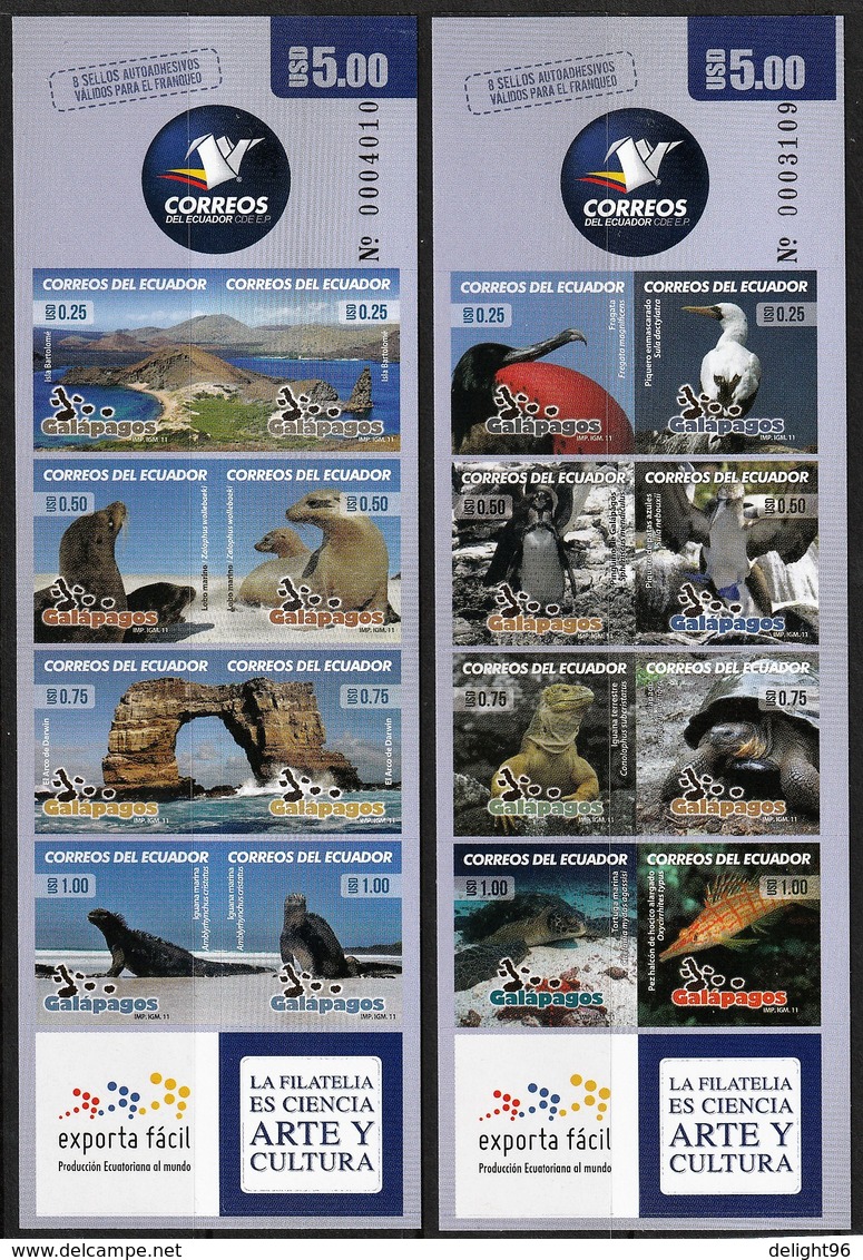 2011 Ecuador Wildlife Of Galapagos Islands: Birds, Marine Life, Reptiles Foils Set (Self Adhesive) - Other & Unclassified