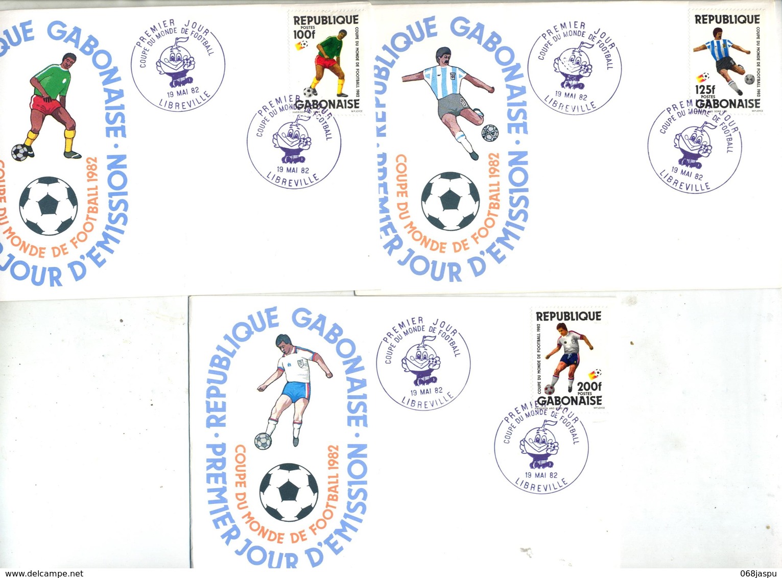 3 Lettre Fdc  1982 Champion Monde Football 1982 - Gabon (1960-...)