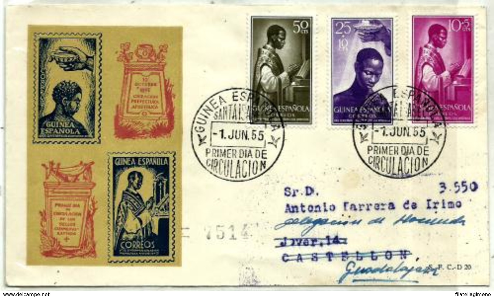 Guinea Española Nº 344/46 En Sobre - Guinea Española