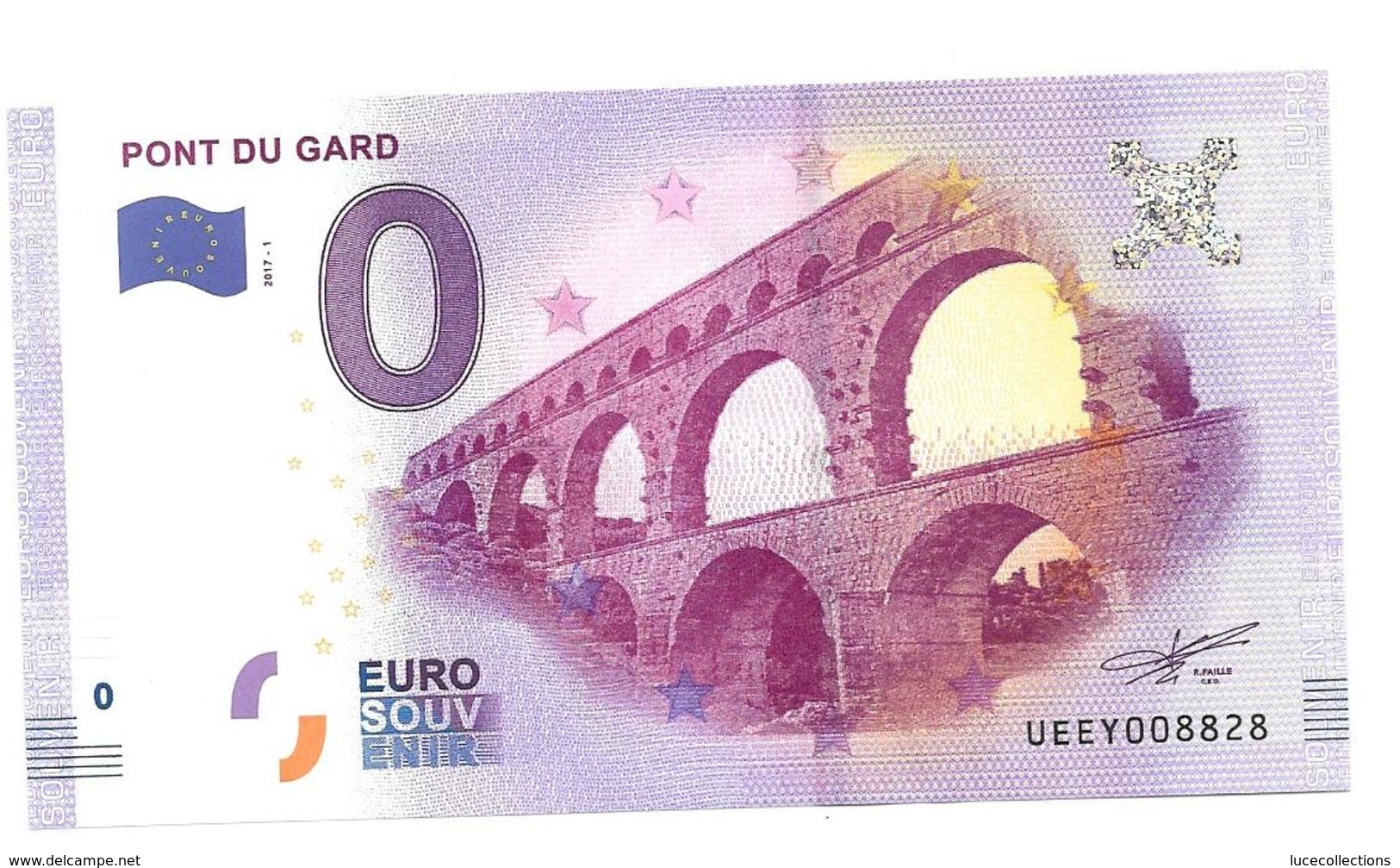 Billet Touristique Zéro Euro 2017 Pont Du Gard 8828 - Autres & Non Classés