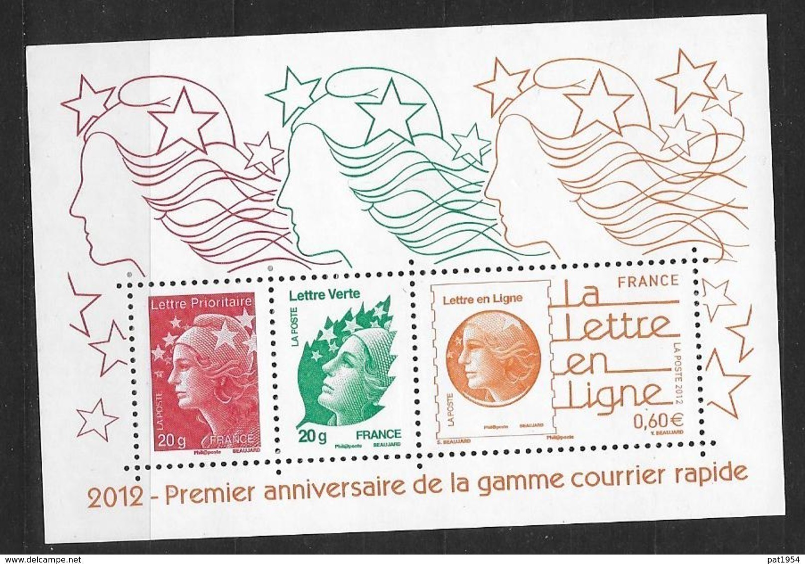 France 2012 Bloc Feuillet N° F4687 Neuf Courrier Rapide à La Faciale - Mint/Hinged