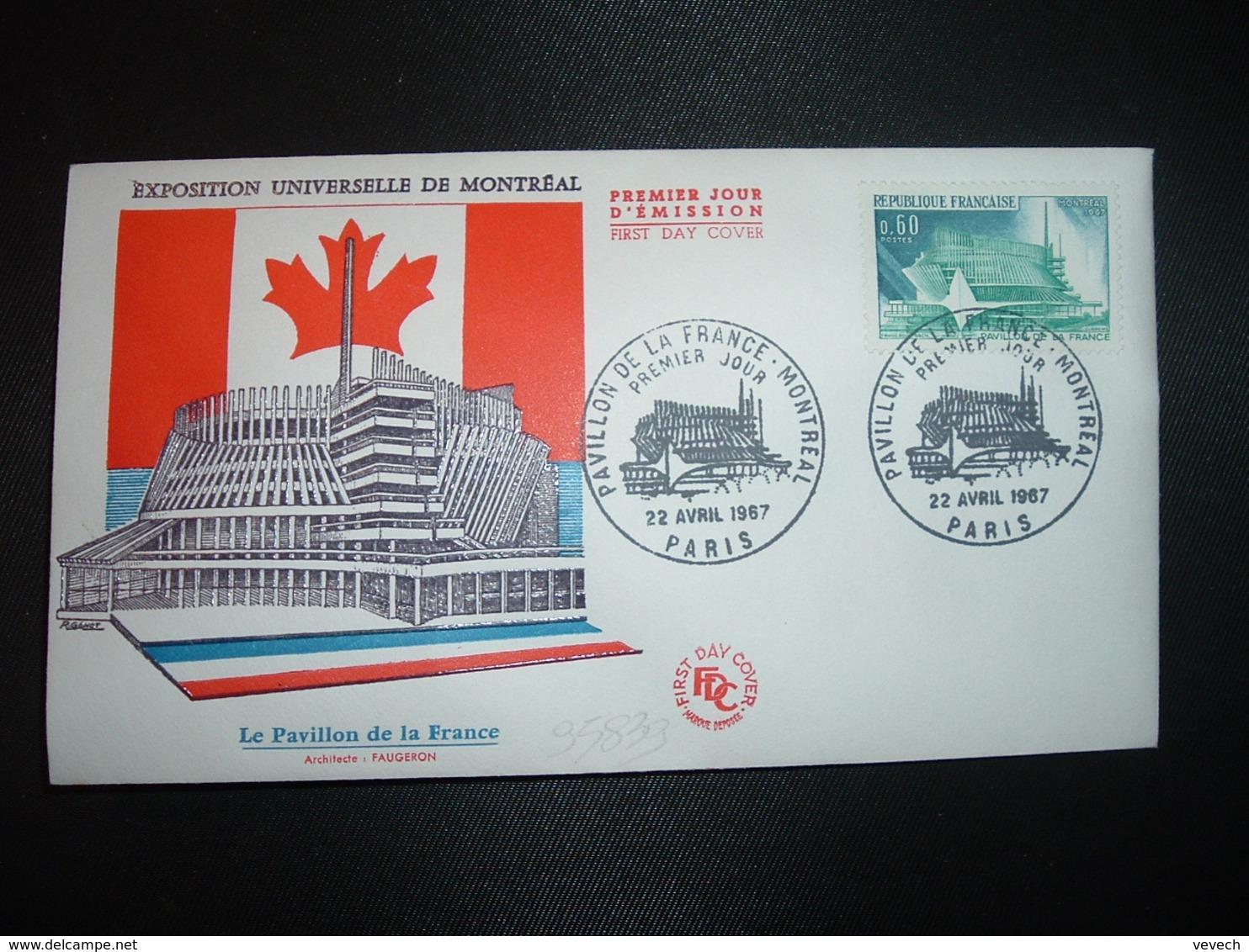 LETTRE TP PAVILLON DE LA FRANCE à MONTREAL 0,60 OBL.22 AVRIL 1967 PARIS PREMIER JOUR - 1967 – Montréal (Canada)