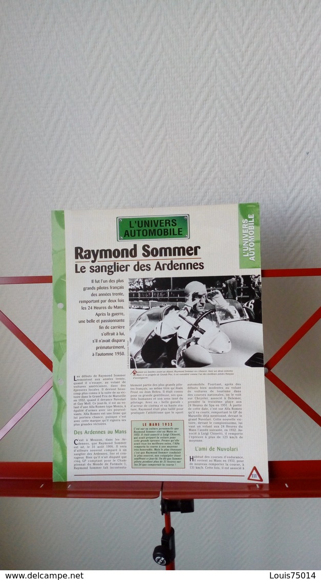 Fiche Collection L'univers Automobile - Raymond Sommer - Sonstige & Ohne Zuordnung