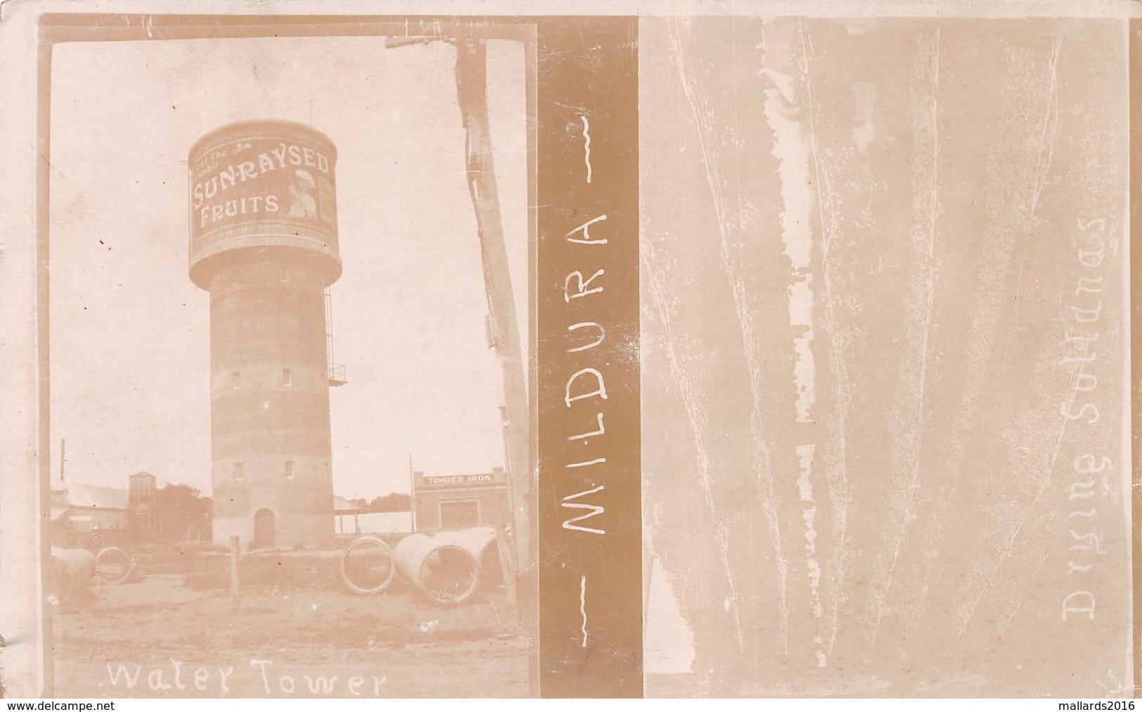 MILDURA, VICTORIA - 2 FADED VINTAGE REAL PHOTO POSTCARDS #9E13 - Mildura