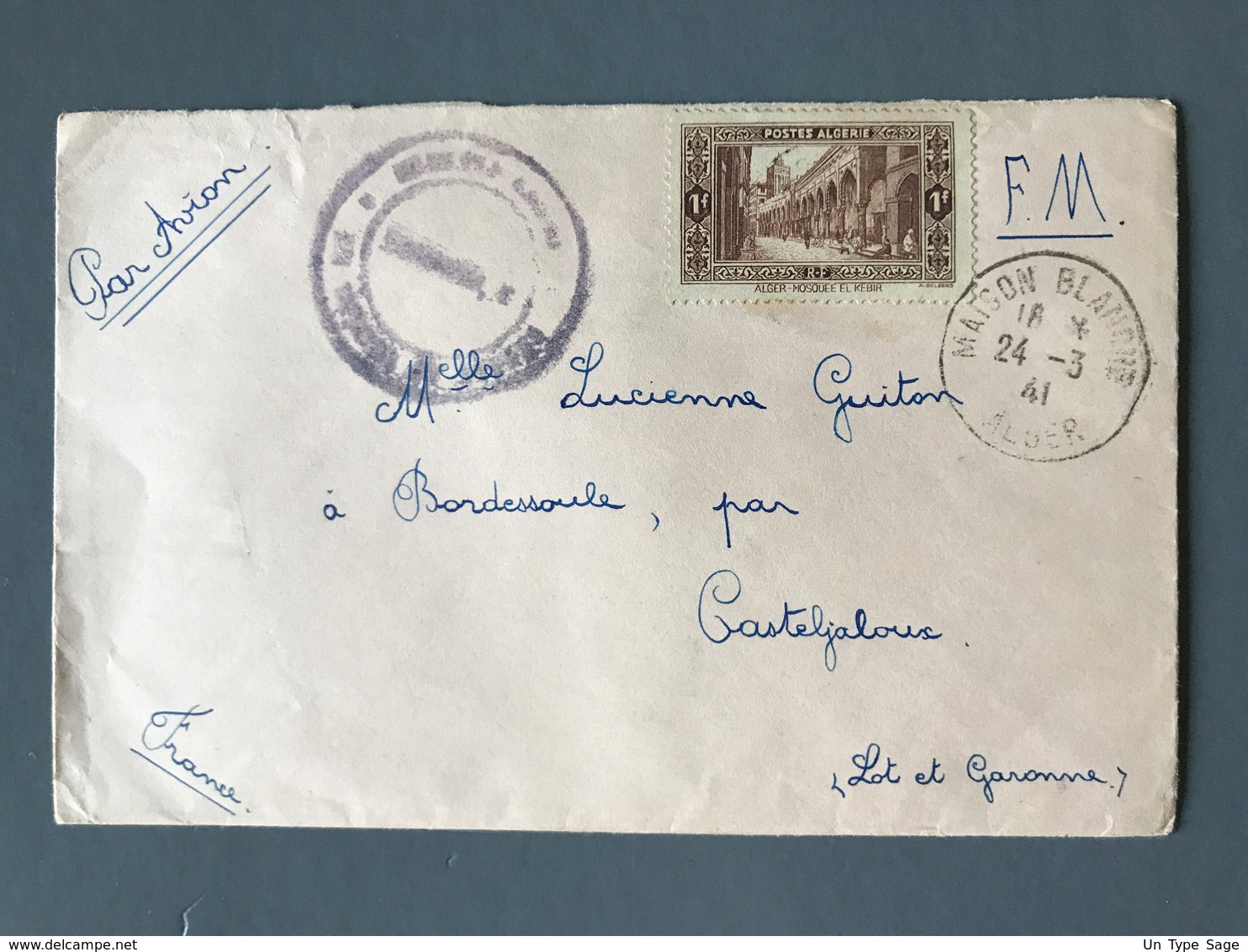 Algérie, Lettre FM - Grand Cachet Escadre Aérienne - De Maison Blanche - Manque Rabat - (B1968) - Lettres & Documents