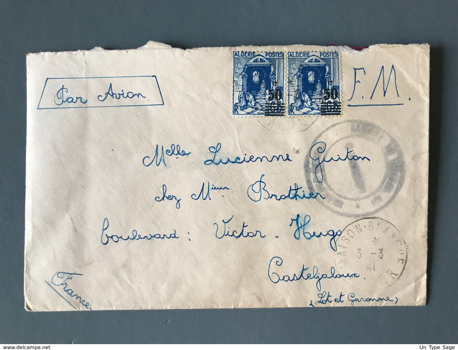 Algérie, Lettre FM - Grand Cachet Escadre Aérienne - De Maison Blanche - Manque Rabat - (B1969) - Cartas & Documentos
