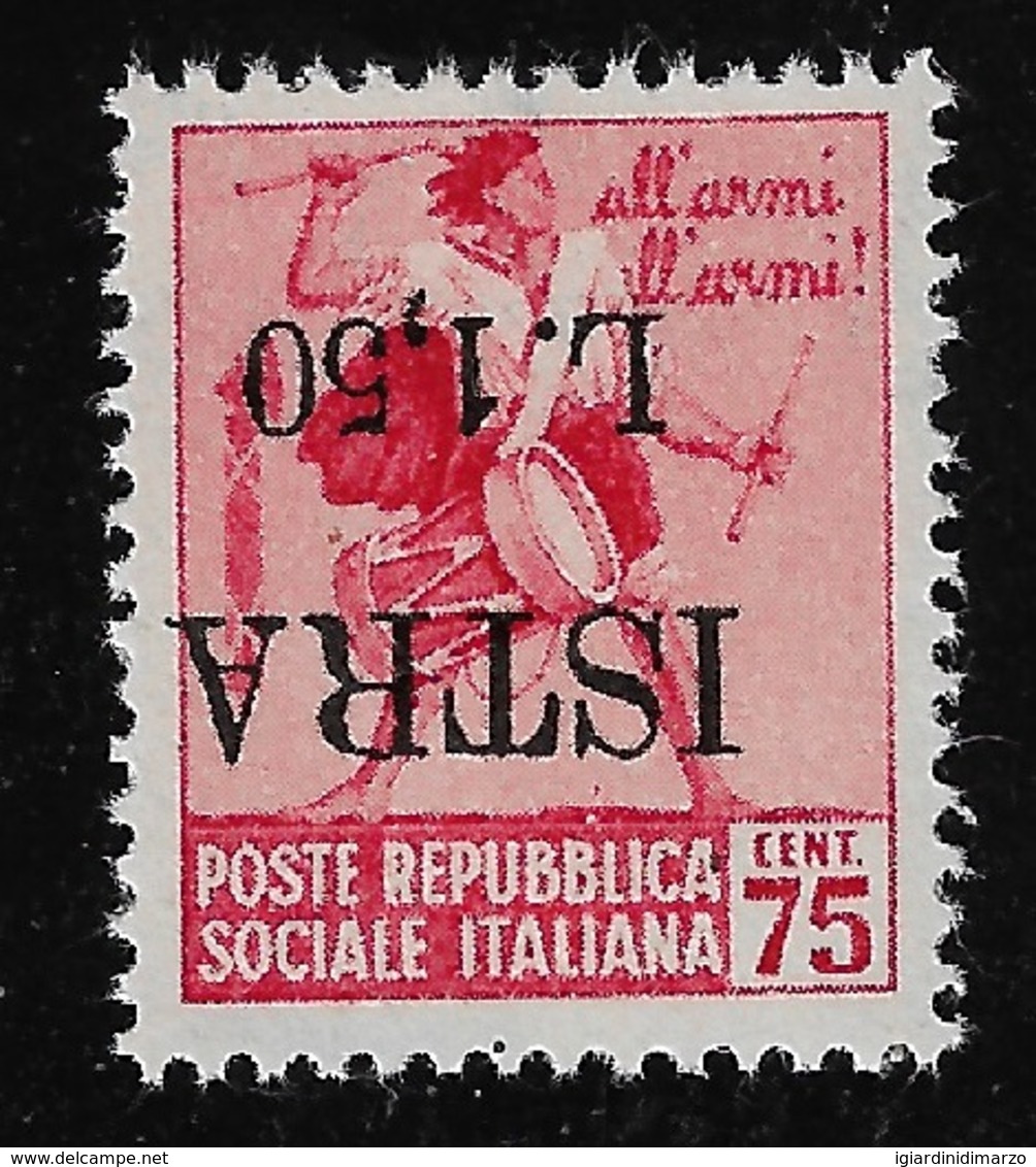 ITALIA-OCCUP. JUGOSLAVA -POLA-ISTRIA -1945- Valore Nuovo Stl Da 75 C. Con Soprastampa CAPOVOLTA - In Ottime Condizioni. - Occ. Yougoslave: Istria