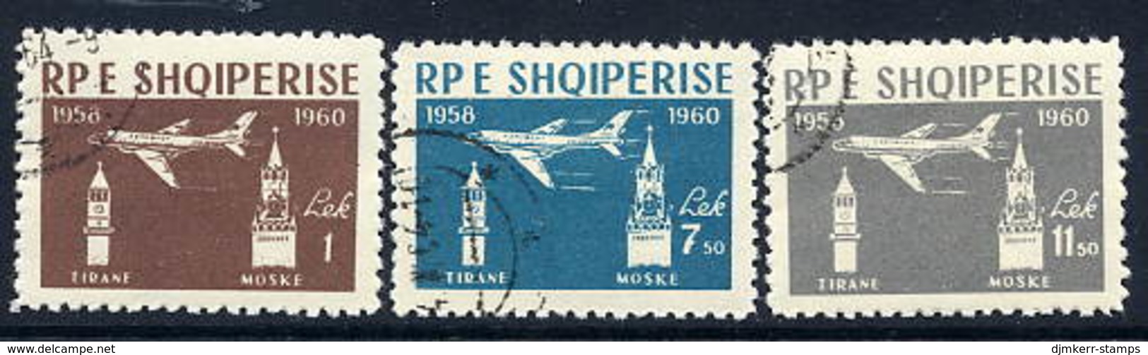 ALBANIA 1960 Tirana-Moscow Air Service Set Used.  Michel 612-14 - Albania