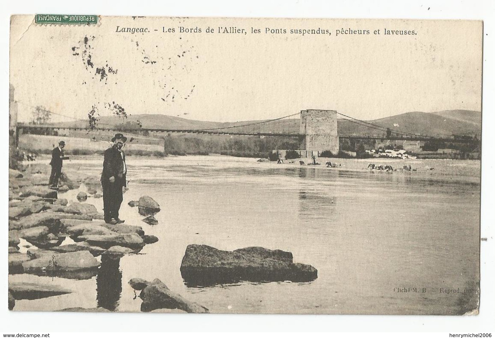 43 Langeac Pecheurs Et Laveuses Sur Les Bords De L'allier Et Ponts Suspendus - Langeac