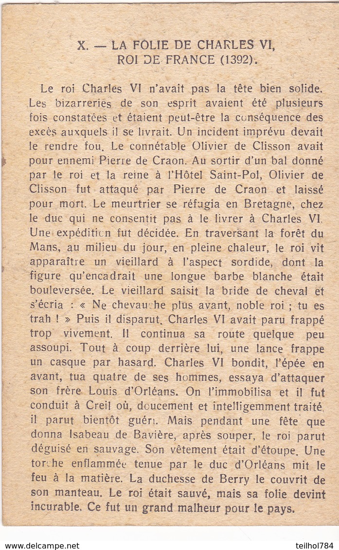 LES BISCUITS ANGERIENS  -  HISTORIETTES DE FRANCE  -  LA FOLIE DE CHARLES VI - Publicité