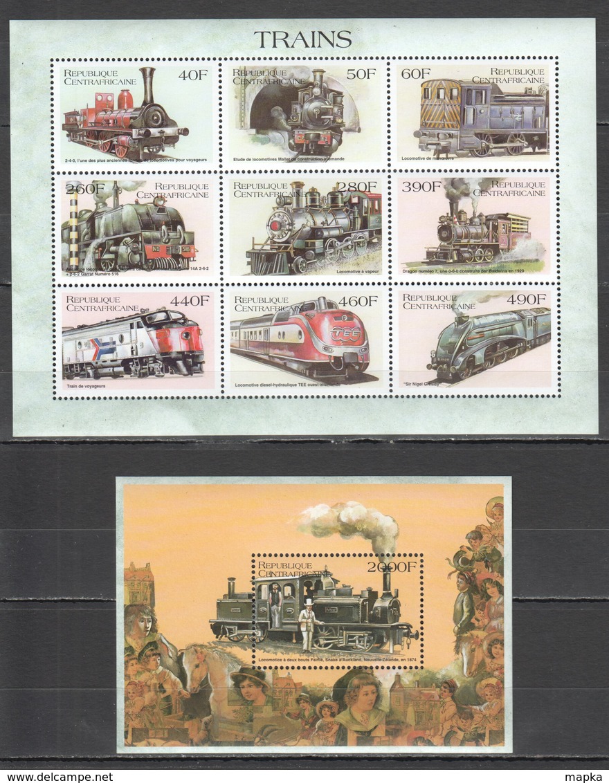 E1620 CENTRAL AFRICA REPUBLIQUE CENTRAFRICAINE TRANSPORT TRAINS 1KB+1BL MNH - Trains