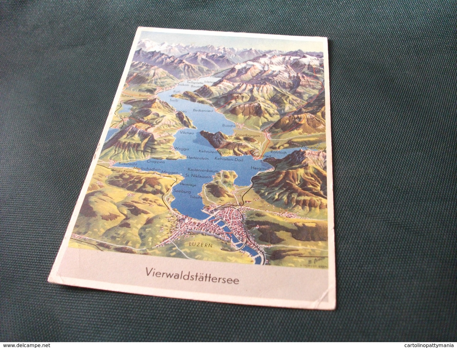 CARTA GEOGRAFICA VIERWALSTATTERSEE  LUZERN PIEGA ANG. - Carte Geografiche