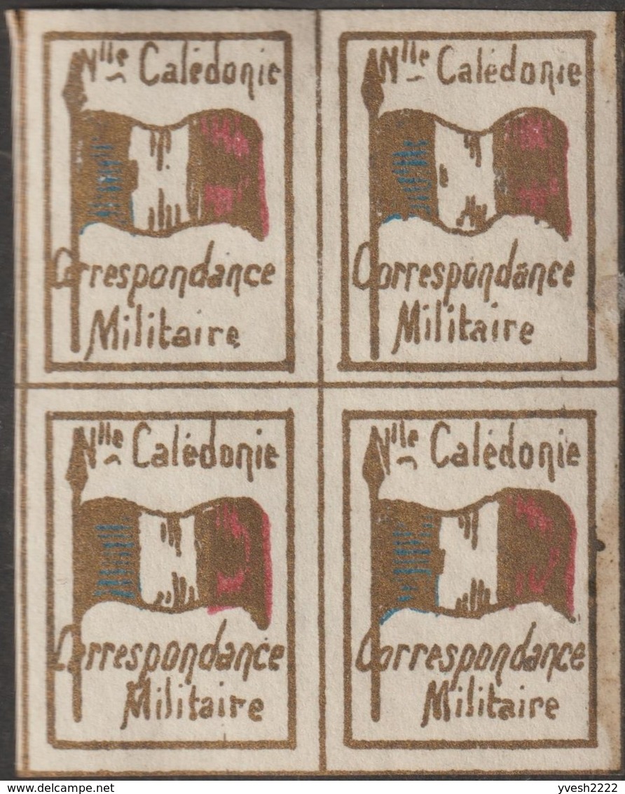 Nouvelle-Calédonie 1893. Timbre De Franchise Militaire (neuf Sans Charnière) En Bloc De 4, Bleu, Blanc Et Rouge. Drapeau - Stamps