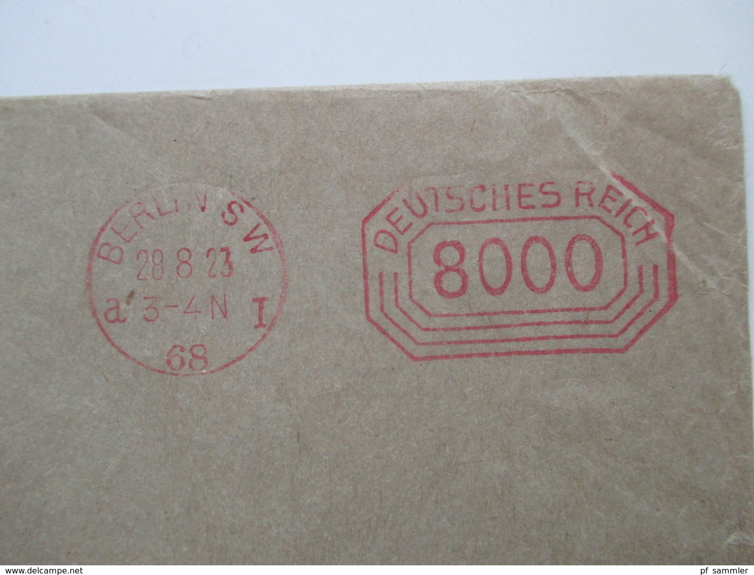 DR Infla 28.8.23 Großer Brief Mit Freistempel Berlin SW Deutsches Reich 8000 / 8000 Mark 1923 - Brieven En Documenten