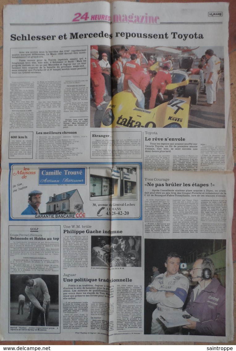 24 H Du Mans 1989. Lot De 14 Pages De Différents Journaux. - 1950 - Today