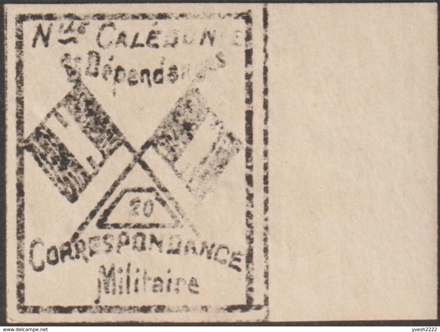 Nouvelle-Calédonie 1893. Timbre De Franchise Militaire (neuf Sans Charnière), Noir Sur Grisâtre Mal Imprimé. Drapeaux 20 - Neufs
