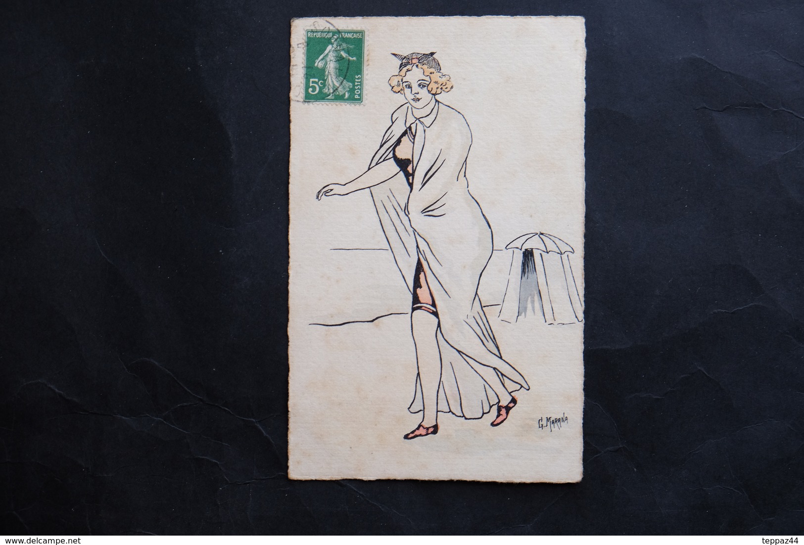 CPA FEMME SORTANT DU BAIN ILLUSTRATEUR G. MARANA MER PIN UP ART NOUVEAU - Women