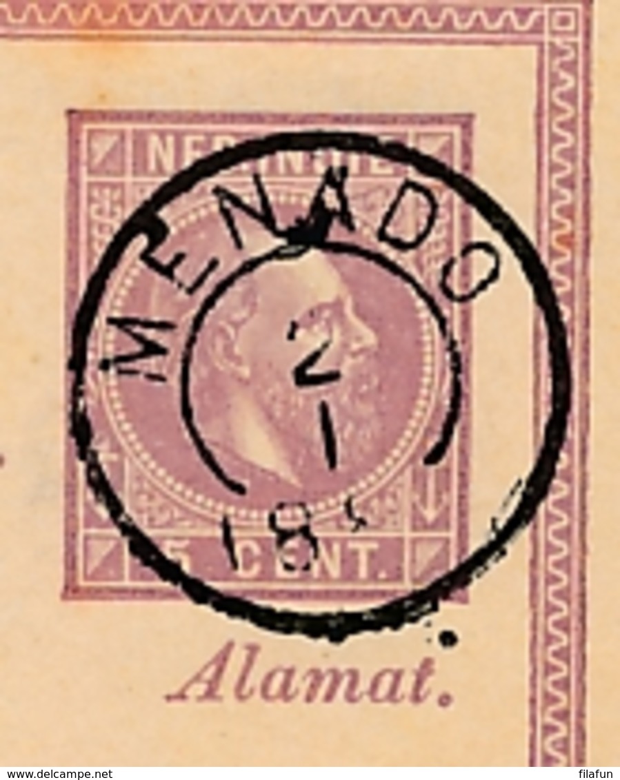 Nederlands Indië - 1885 - 5 Cent Willem III, Briefkaart G1 Lokaal KR Menado - Netherlands Indies