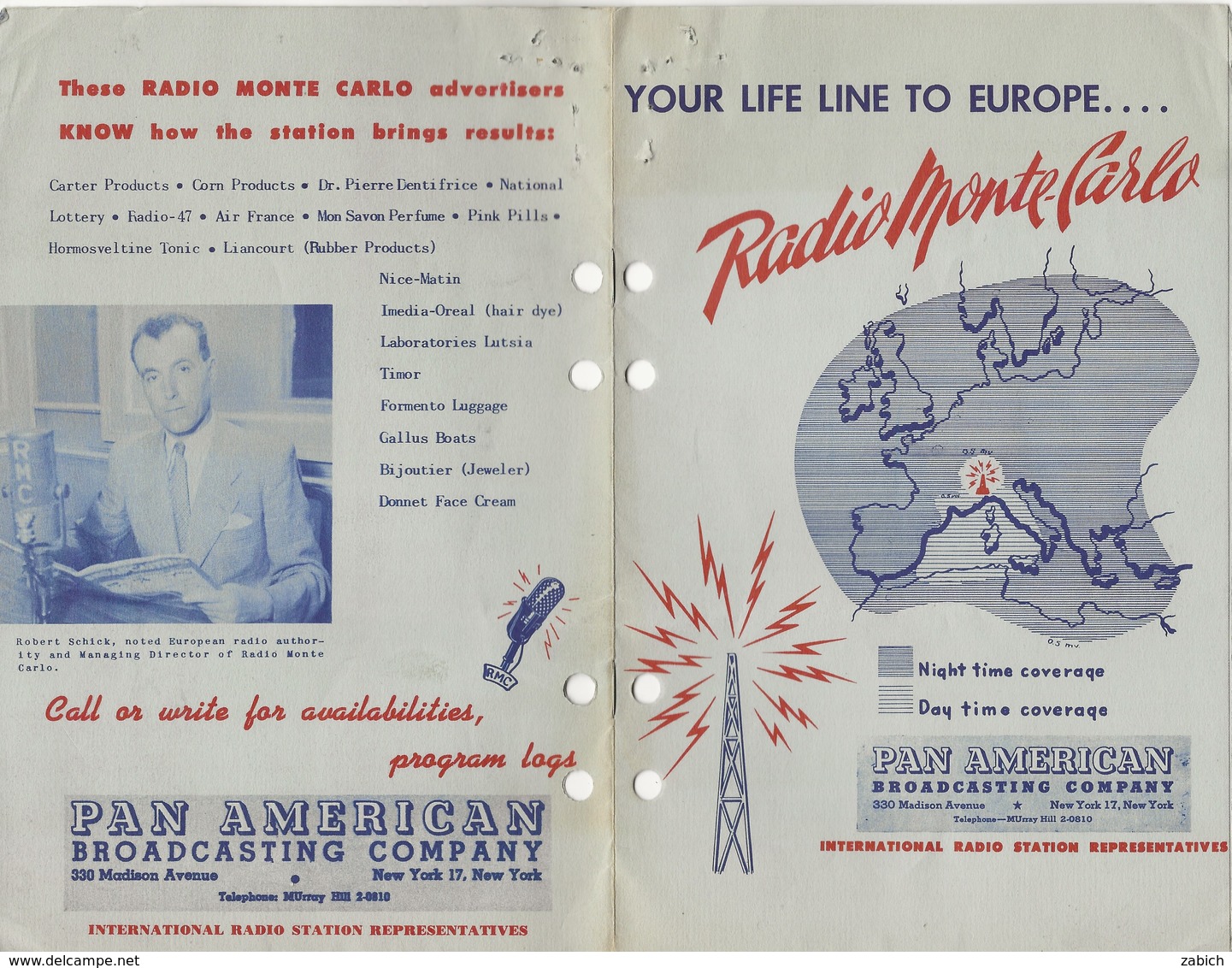 Vieux Papiers Monaco Publicite RADIO MONTE CARLO ANNEES 1940 - Pubblicitari