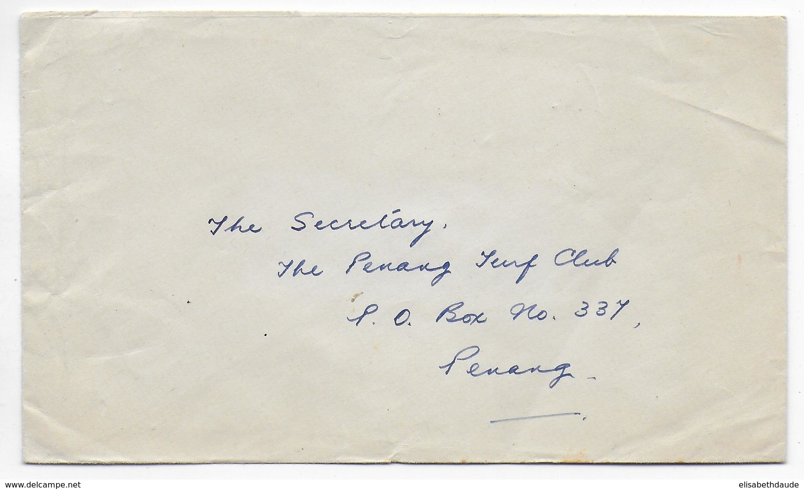 STRAITS SETTLEMENTS / BMA MALAYA - 1949 - ENVELOPPE De TAPAH ! => PENANG - Straits Settlements